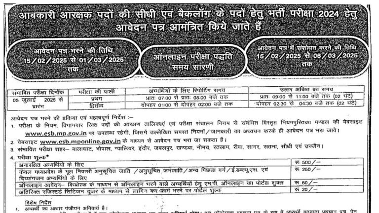 MPESB Excise Constable Bharti 2025