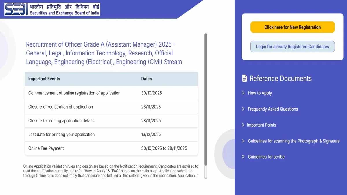 SEBI Assistant Manager Recruitment 2025