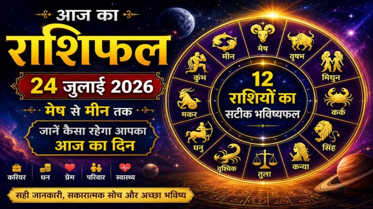 Horoscope Today 24 July 2026: मेष, वृषभ, मिथुन से मीन तक जानें नौकरी, व्यापार, प्रेम और स्वास्थ्य का हाल