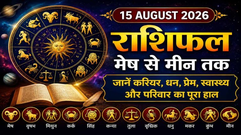 15 August 2026 Rashifal in Hindi में जानें मेष से मीन तक सभी राशियों का आज का राशिफल