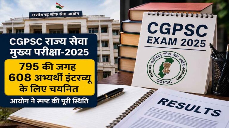CGPSC State Service Main Exam 2025: 795 नहीं, 608 अभ्यर्थी होंगे इंटरव्यू में शामिल; आयोग ने बताई पूरी वजह